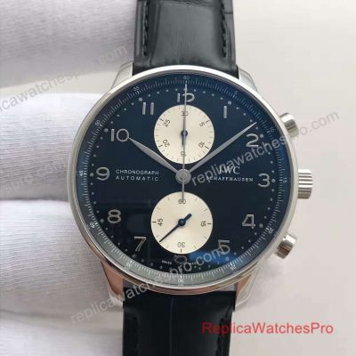 Swiss Replica IWC Portugieser Chronograph Watch Black Dial White Subdial IW371447